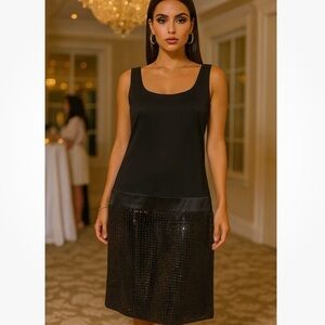 Loft 8 Black Sequin Mini Sheath Dress ~ Party Festive Holiday Cocktail